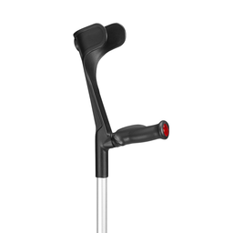 Unterarmgehhilfe KLASSIKER, Anatomischer Hartgriff, Druckknopf - Silber Rohr